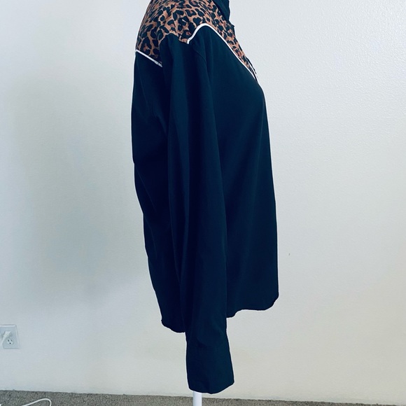 Chic Black and Leopard Print Women's Bodysuit - Picture 3 of 11